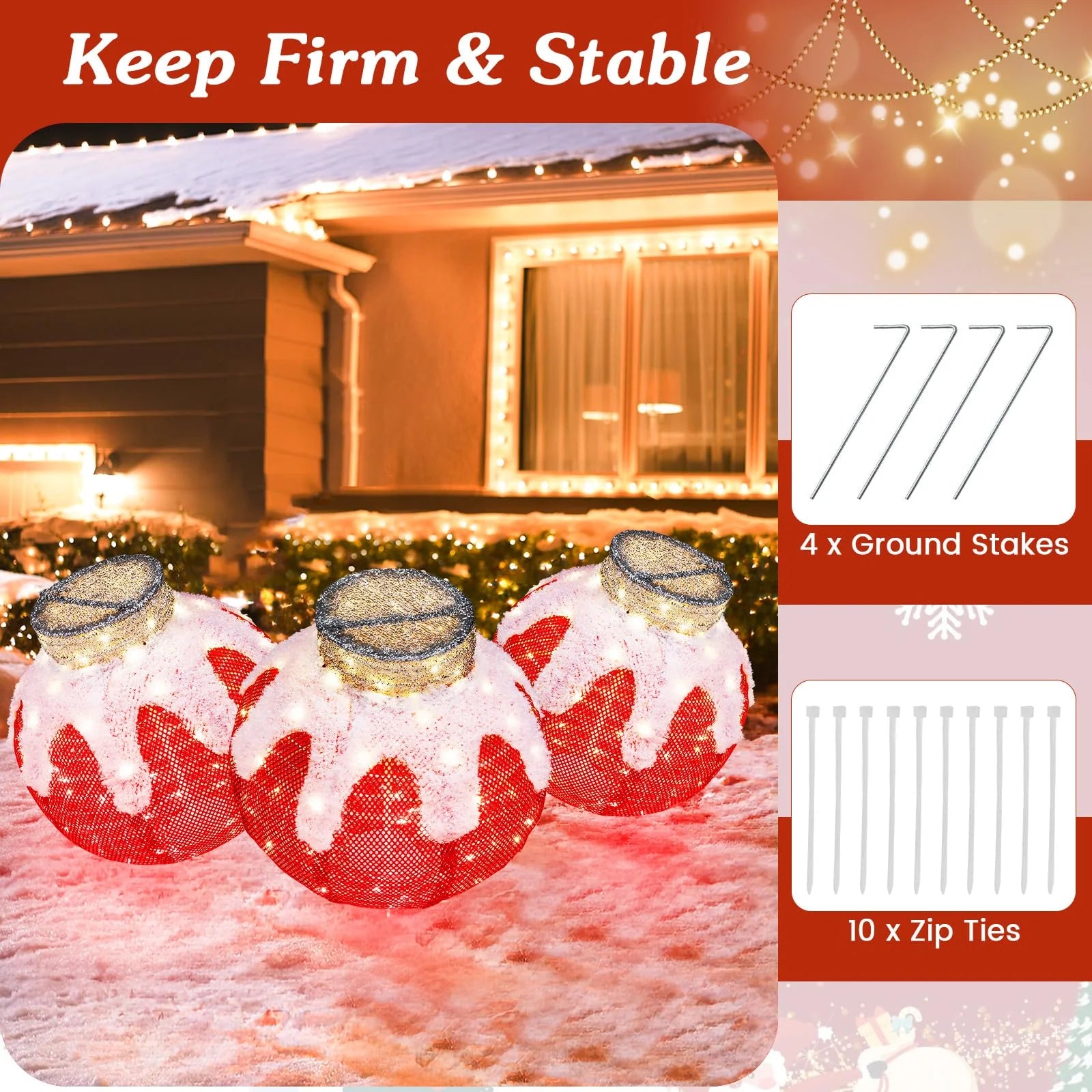 Tangkula Christmas Lighted Lantern with 80 LED Lights & Support Base - Product image 8