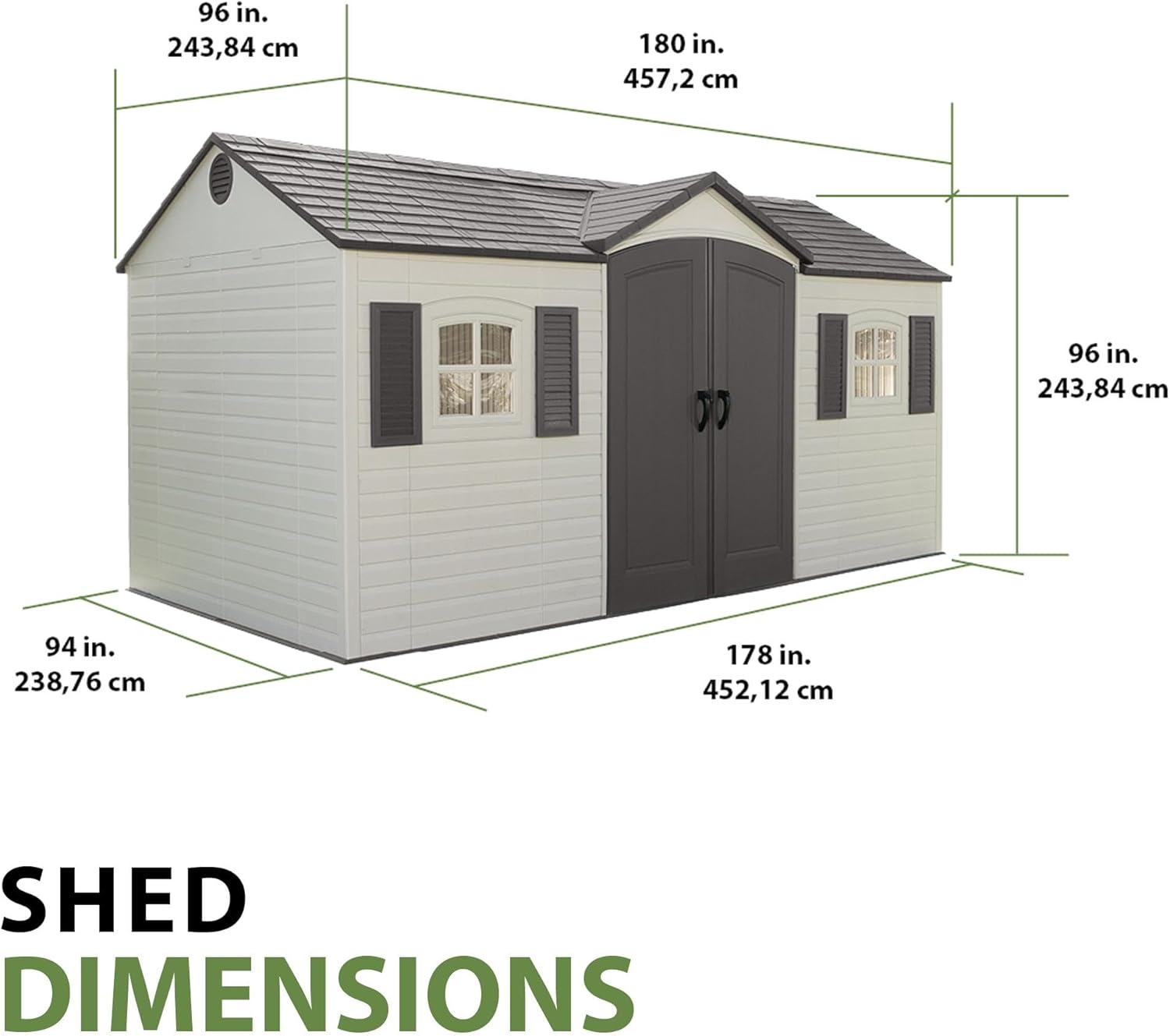 Tan Garden Shed 132.7 x 204.4 x 227.9 cm