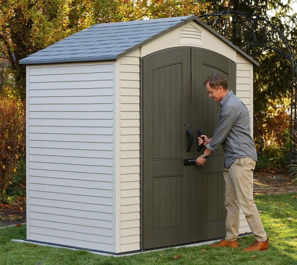 Tan Garden Shed 132.7 x 204.4 x 227.9 cm