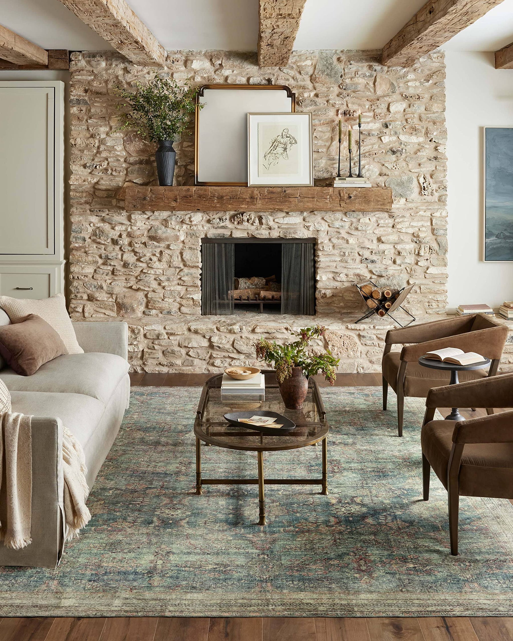 Magnolia Home by Joanna Gaines x Loloi Banks Ocean/Spice 5'-0" x 7'-6" Area Rug - Product image 1