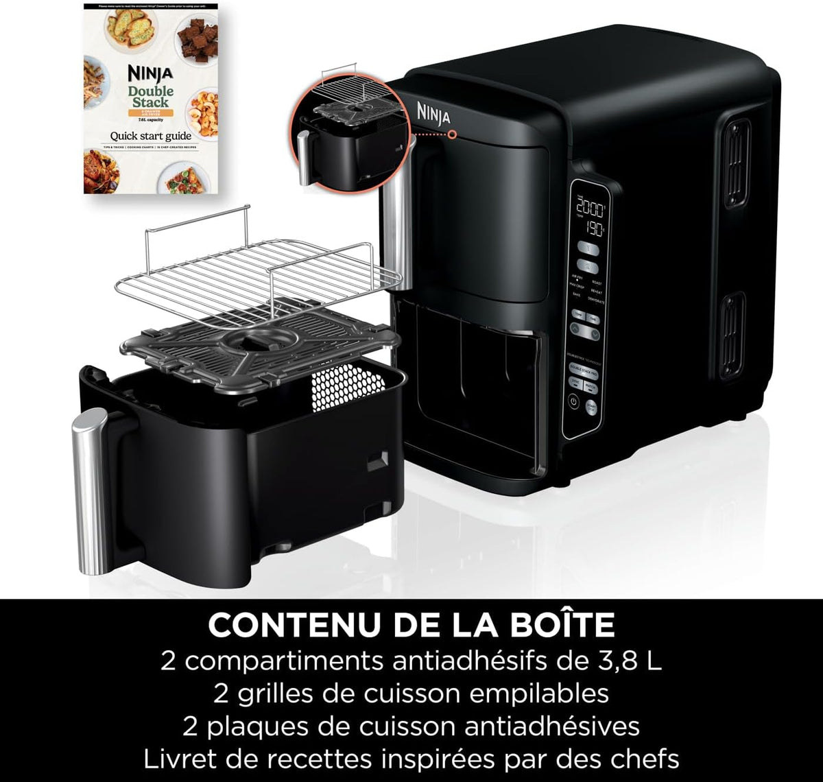 Foodi FlexDrawer Air Fryer, Dual Zone with Removable Divider, Large 10.4 L Drawer, 7-in-1, Dual Zone, Oil-Free, Dishwasher Safe Non-Stick Parts, Black AF500EU