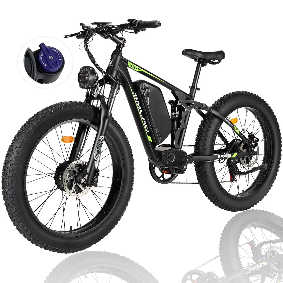 5000w Peak Dual Motor Electric Bike, 26" Fat Tire Shimano 21 Speed 45 MPH Commuter Mtb - Product image 7