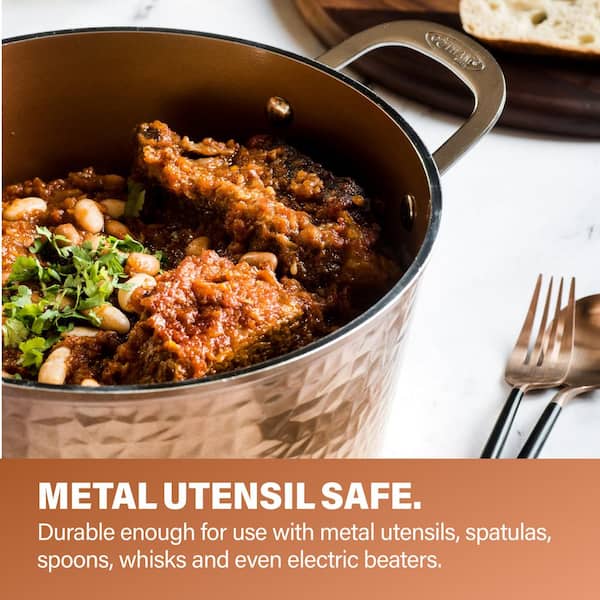 Hammered Copper 10-Piece Aluminum Non-Stick Cookware Set with Glass Lids - Product image 7