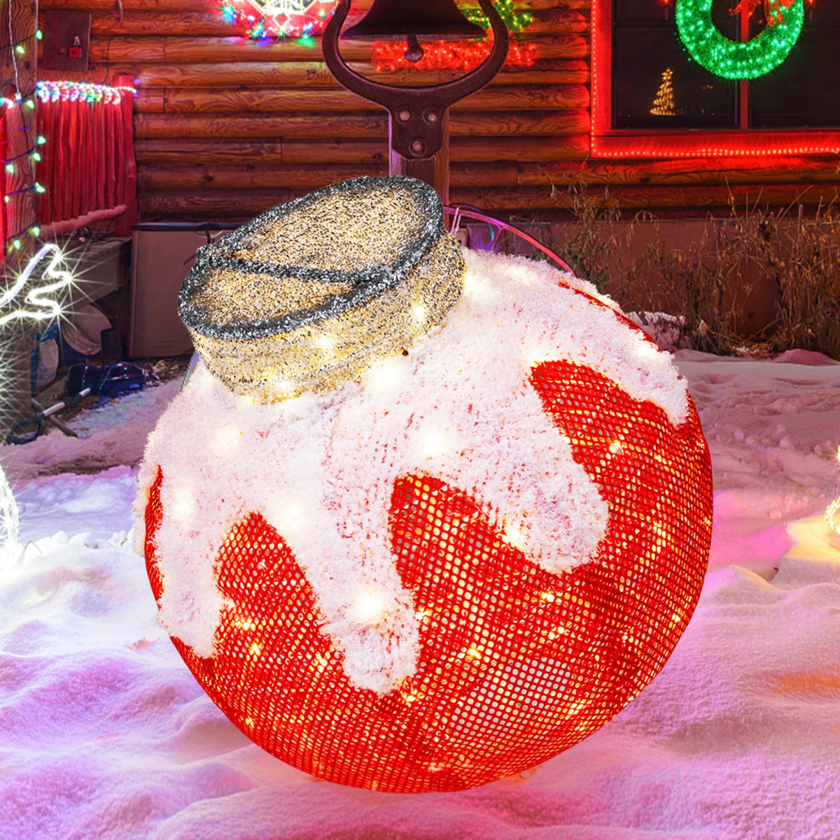 Tangkula Christmas Lighted Lantern with 80 LED Lights & Support Base - Product image 1