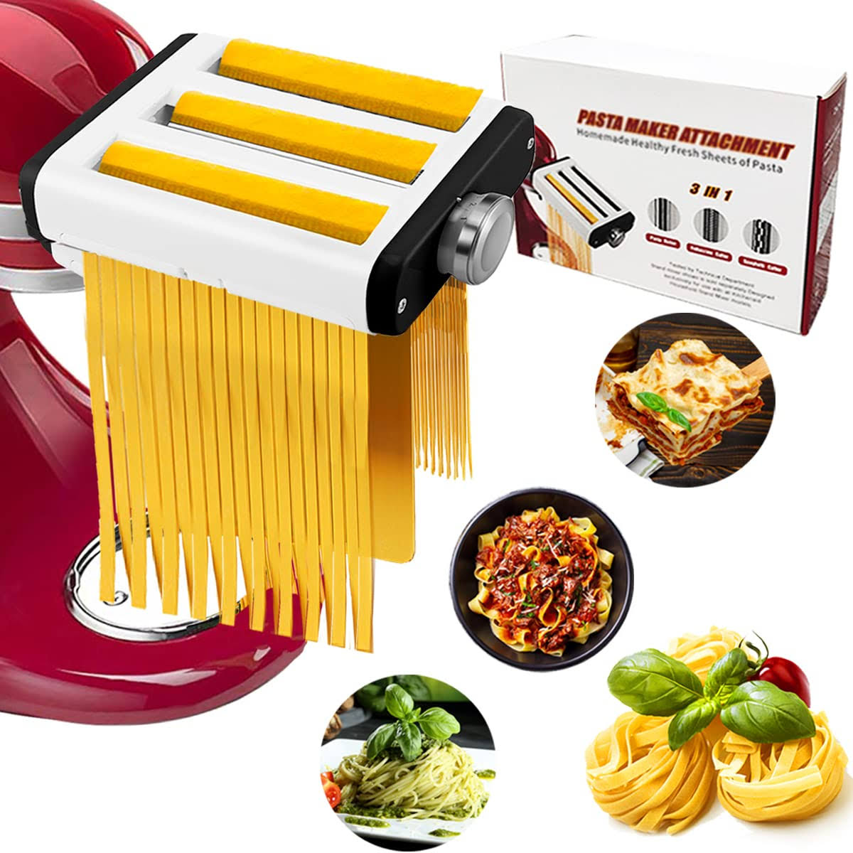 Pasta Maker Attachment for All KitchenAid Mixers, Noodle Ravioli Kitchen Aid Mixer Accessories 3 in 1 - Product image 1