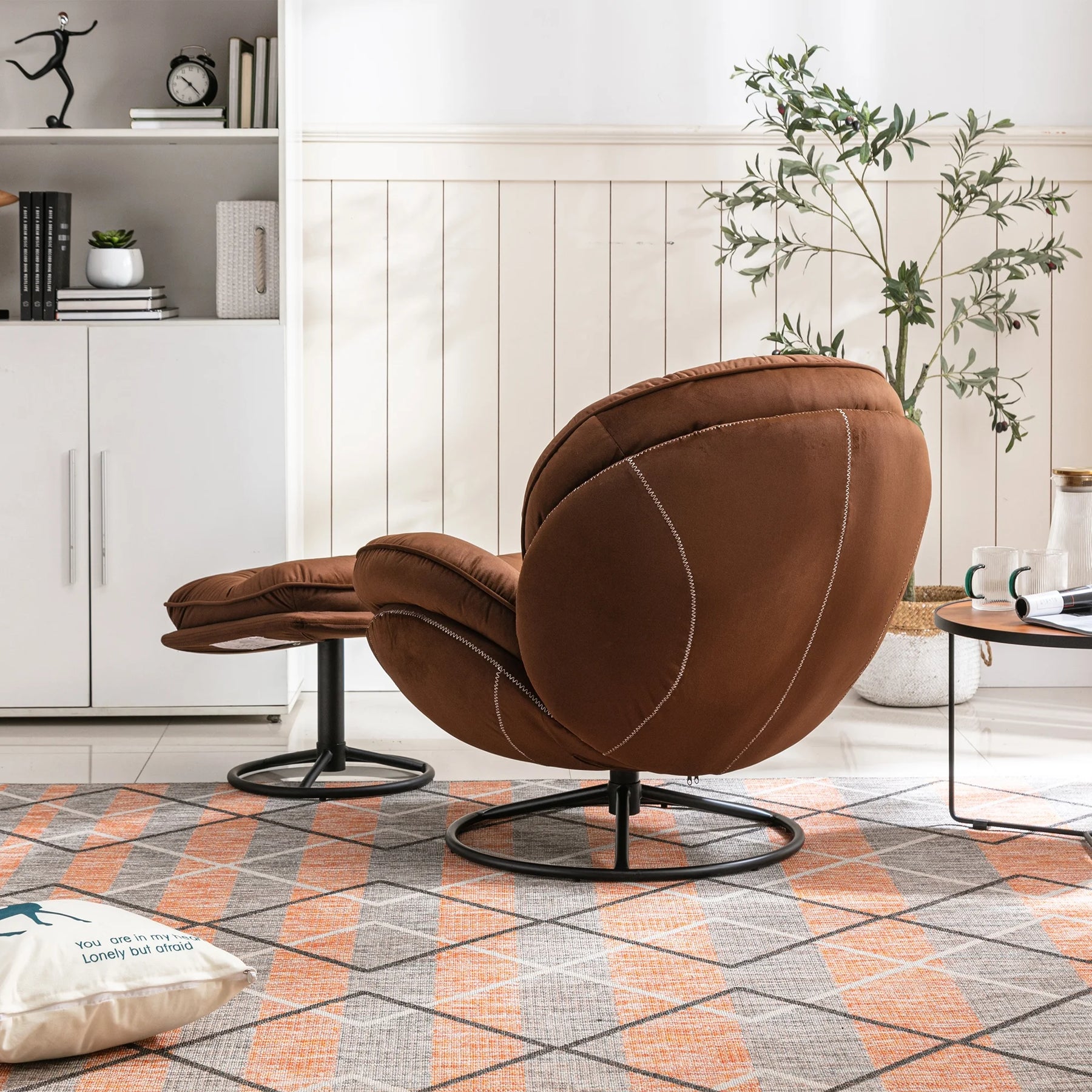 Swivel Accent Chair with Ottoman, Velvet Accent Chair with Footrest, Mid - Product image 13