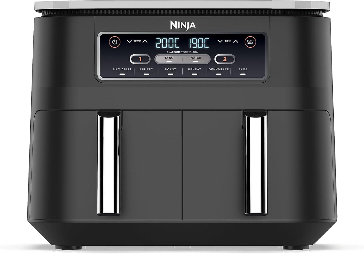 Foodi FlexDrawer Air Fryer, Dual Zone with Removable Divider, Large 10.4 L Drawer, 7-in-1, Dual Zone, Oil-Free, Dishwasher Safe Non-Stick Parts, Black AF500EU