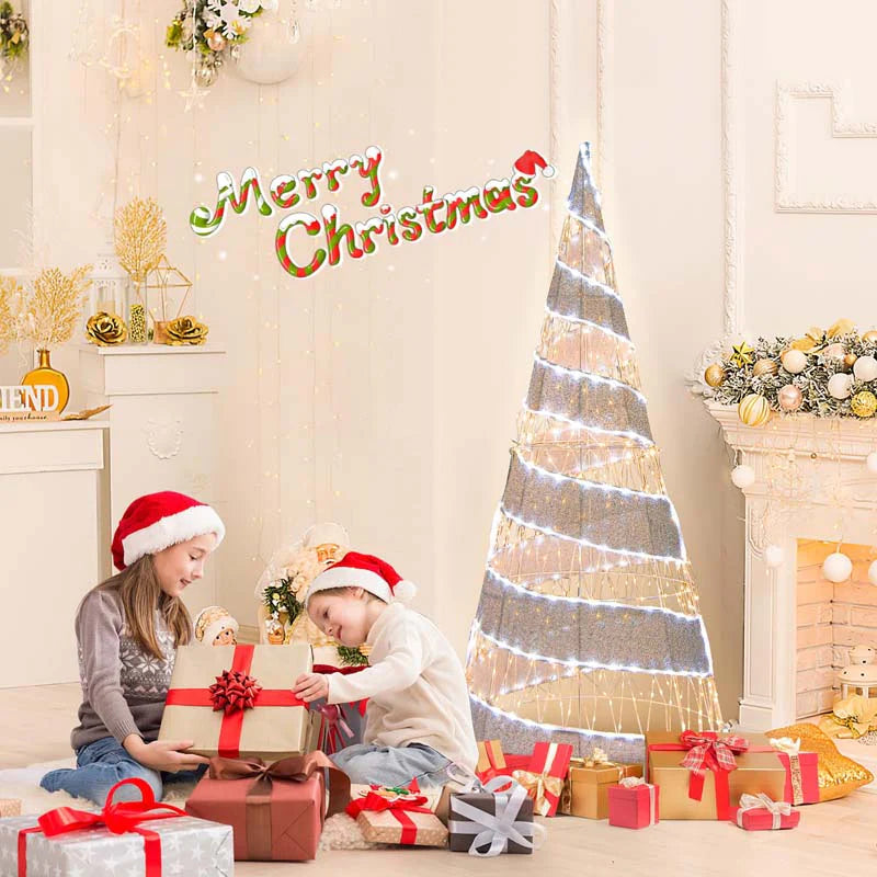 5 FT Pre-lit Christmas Cone Tree, Artificial Spiral Conic Tree with 300 Warm White & 250 Cold White LED - Product image 3