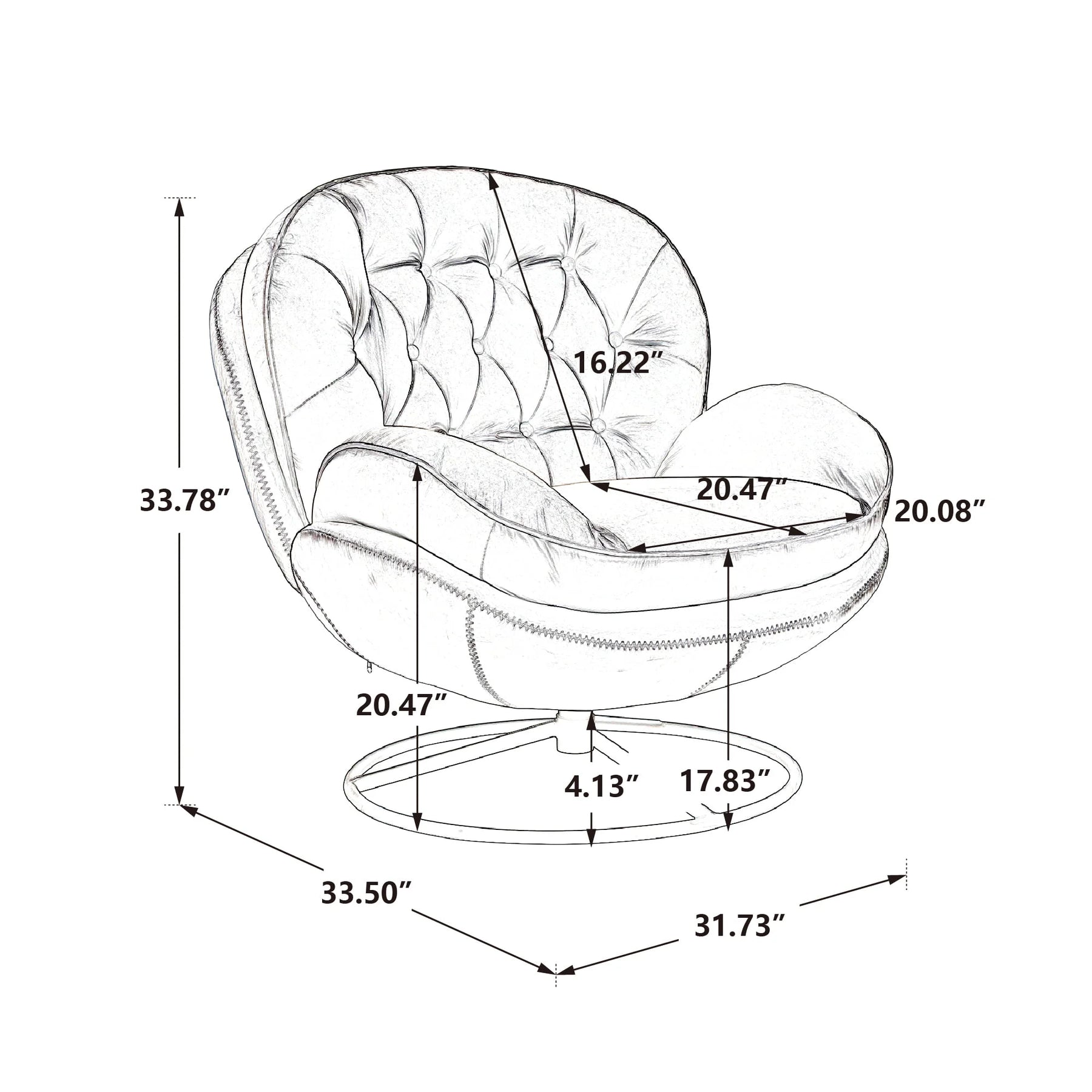Swivel Accent Chair with Ottoman, Velvet Accent Chair with Footrest, Mid - Product image 2