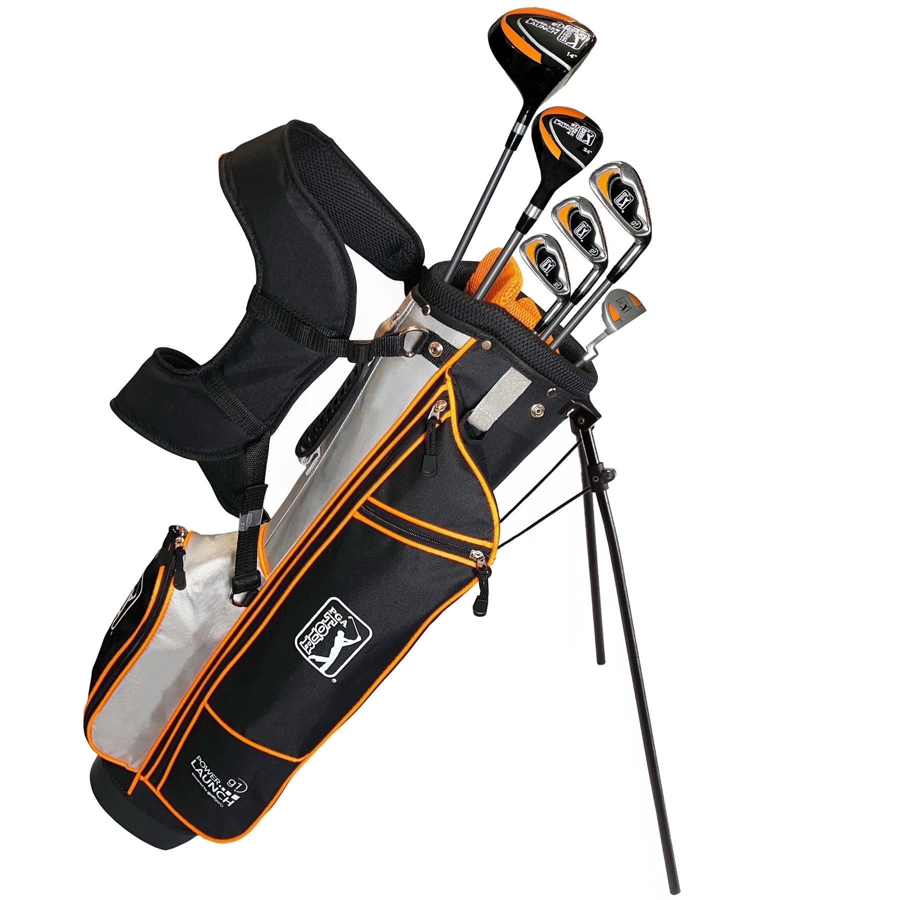 PGA Tour Right - Handed 10 Piece Kids Golf Club Stand Bag Set; Player Height 4'8 - 5'2", Ages 8 - 12
