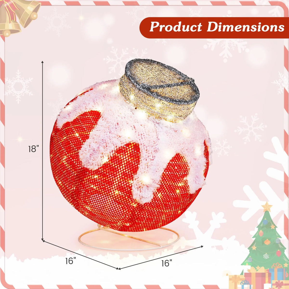 Tangkula Christmas Lighted Lantern with 80 LED Lights & Support Base - Product image 4