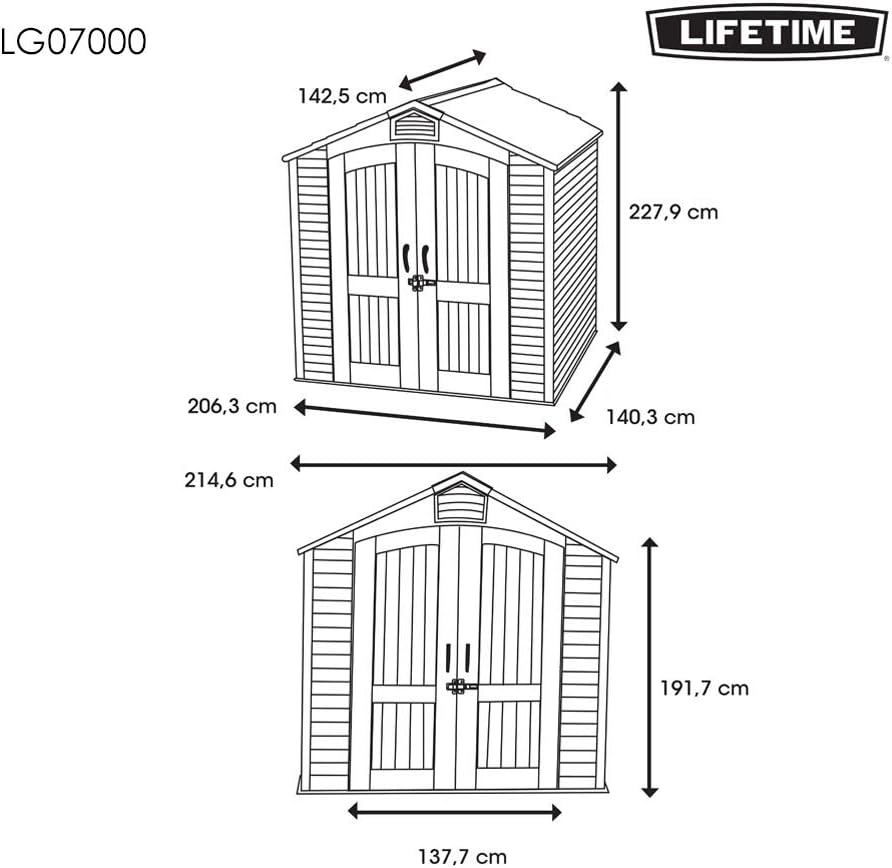 Tan Garden Shed 132.7 x 204.4 x 227.9 cm