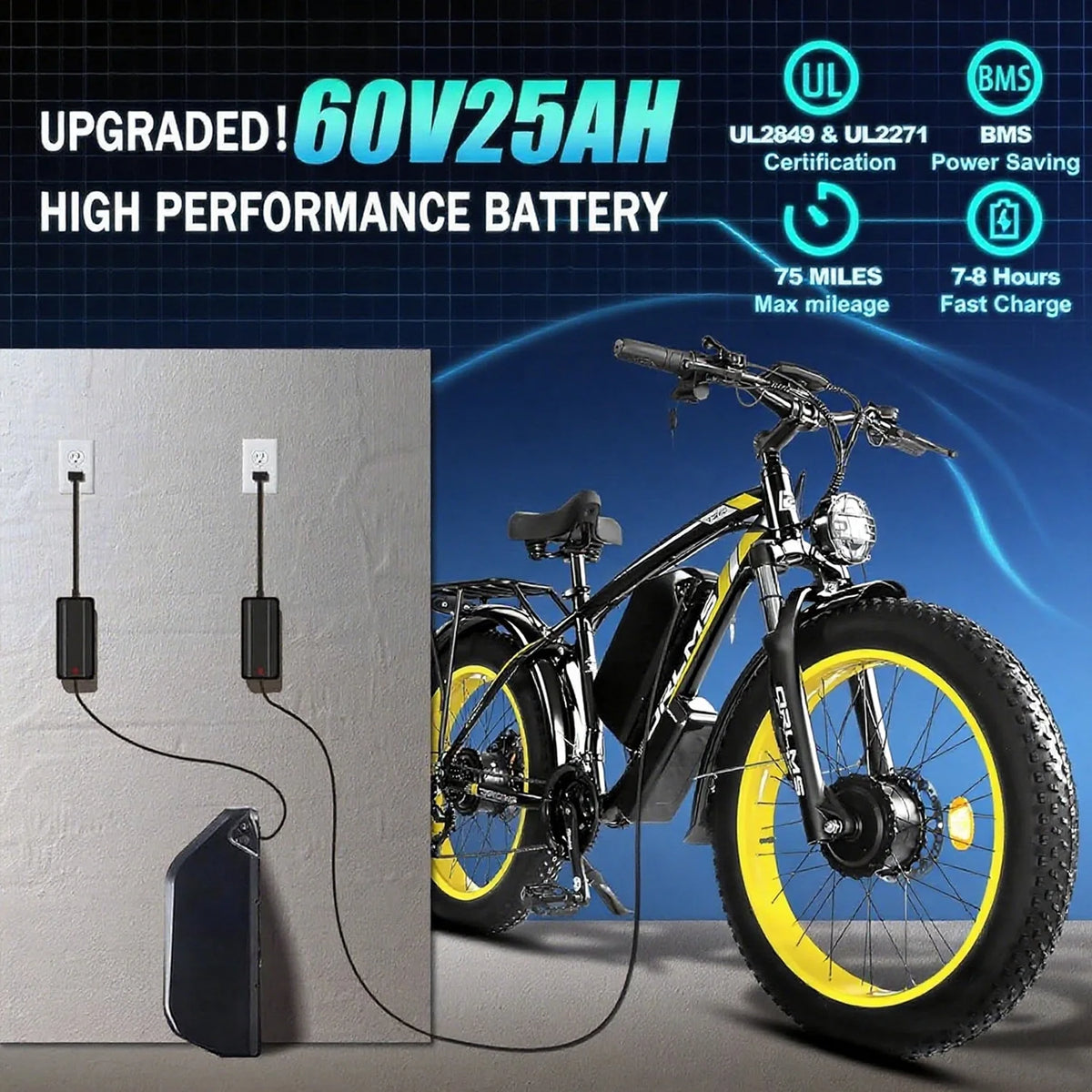 5000w Peak Dual Motor Electric Bike, 26" Fat Tire Shimano 21 Speed 45 MPH Commuter Mtb - Product image 12