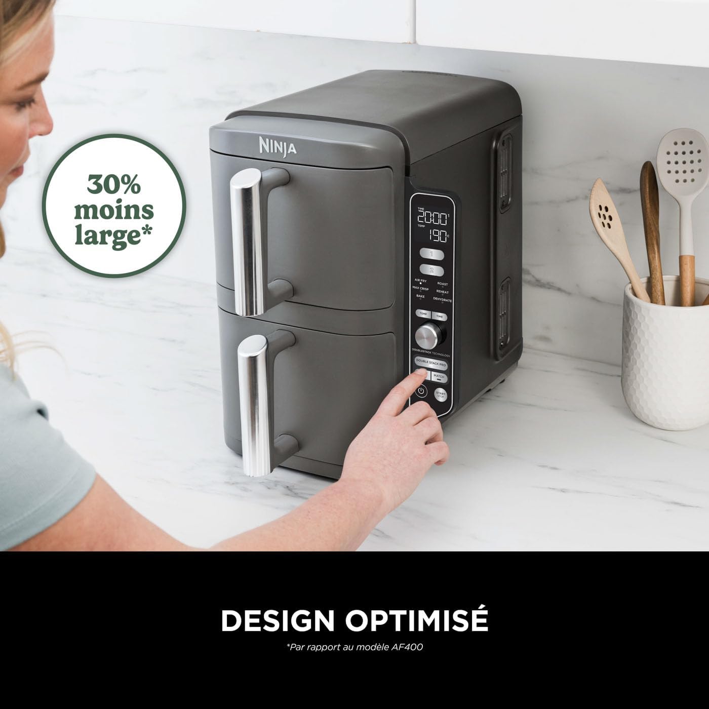 Foodi FlexDrawer Air Fryer, Dual Zone with Removable Divider, Large 10.4 L Drawer, 7-in-1, Dual Zone, Oil-Free, Dishwasher Safe Non-Stick Parts, Black AF500EU