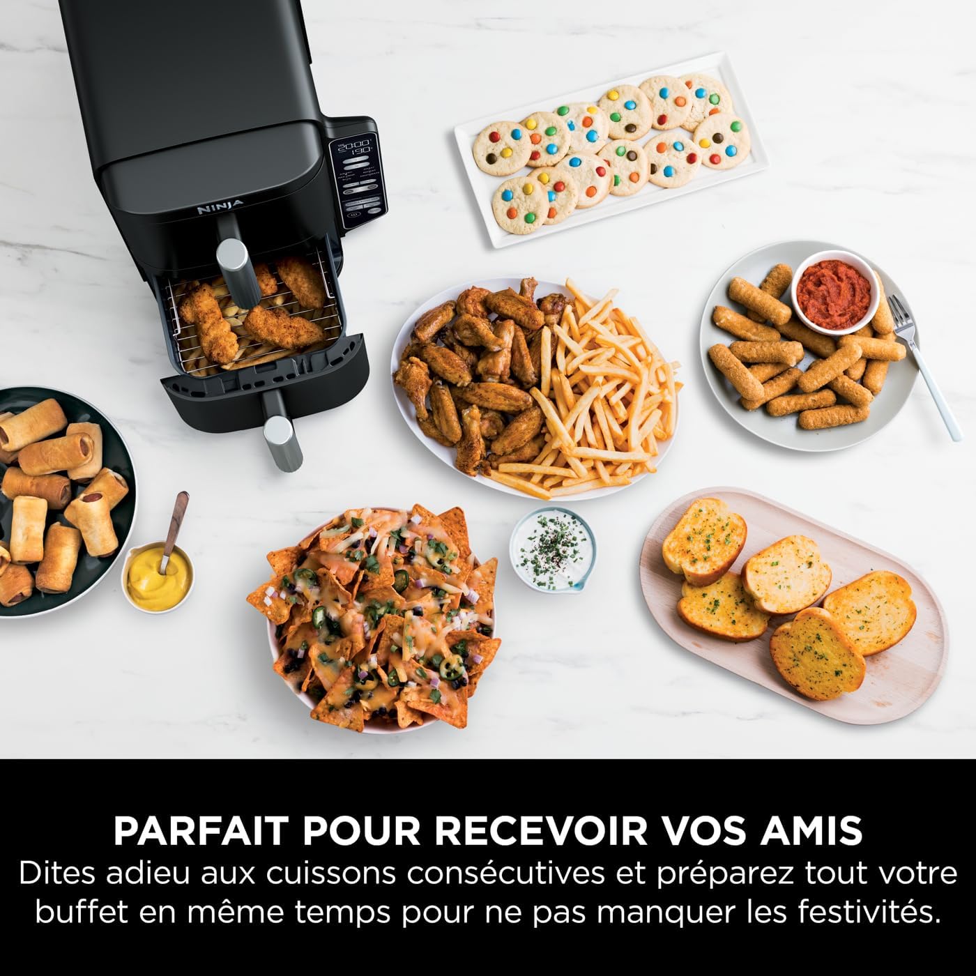 Foodi FlexDrawer Air Fryer, Dual Zone with Removable Divider, Large 10.4 L Drawer, 7-in-1, Dual Zone, Oil-Free, Dishwasher Safe Non-Stick Parts, Black AF500EU