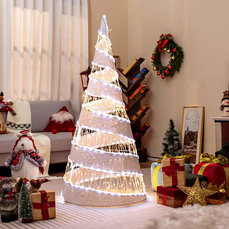 5 FT Pre-lit Christmas Cone Tree, Artificial Spiral Conic Tree with 300 Warm White & 250 Cold White LED - Product image 5