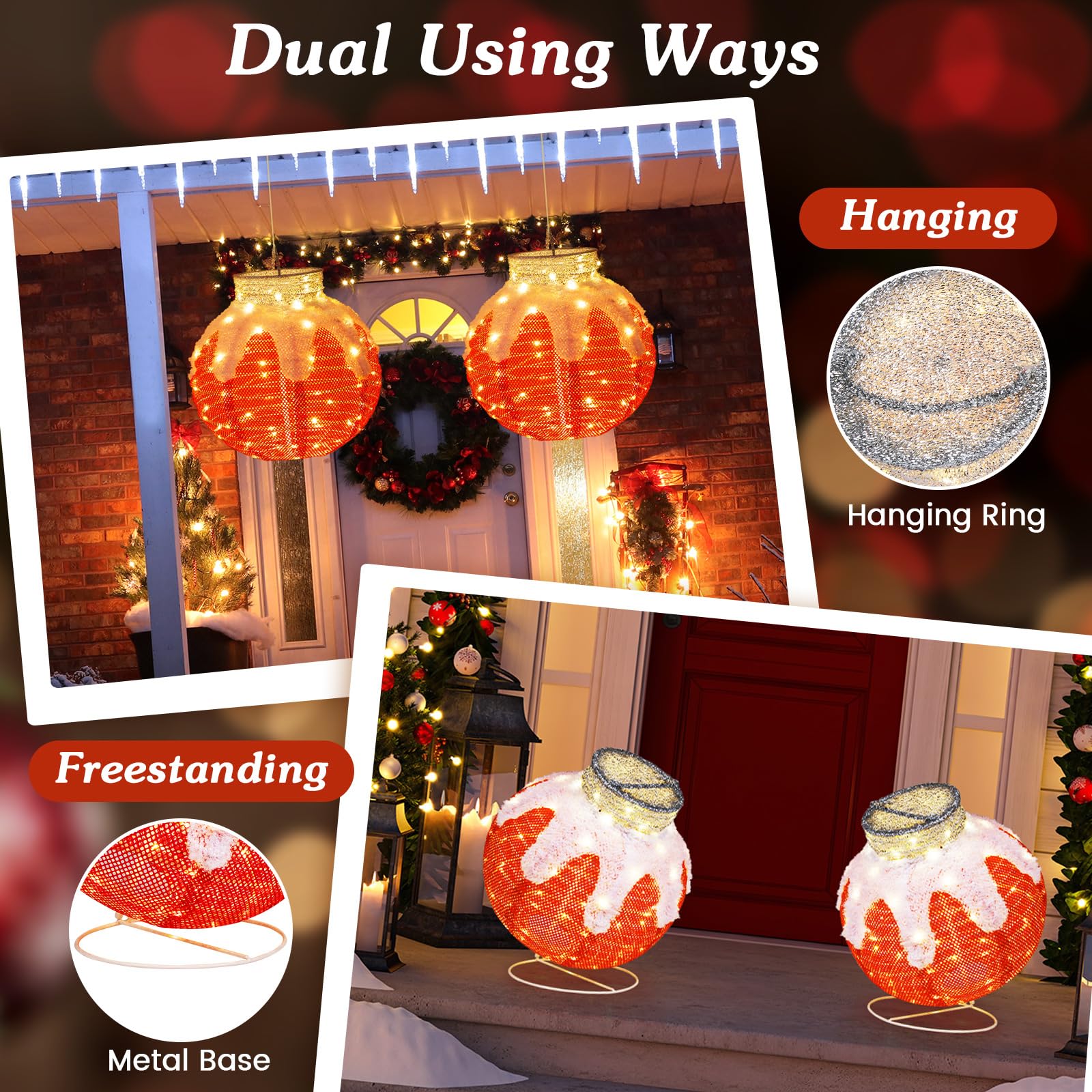 Tangkula Christmas Lighted Lantern with 80 LED Lights & Support Base - Product image 9