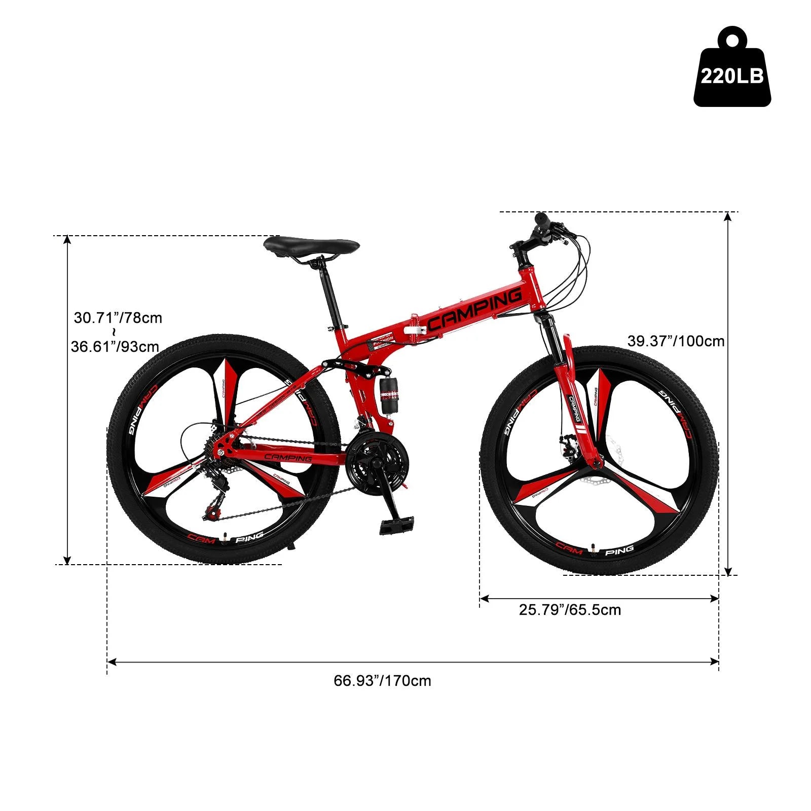 Zimtown 26" Folding Mountain Bike, Shimano 21 Speed MTB Bicycle for Adults, Black - Product image 9