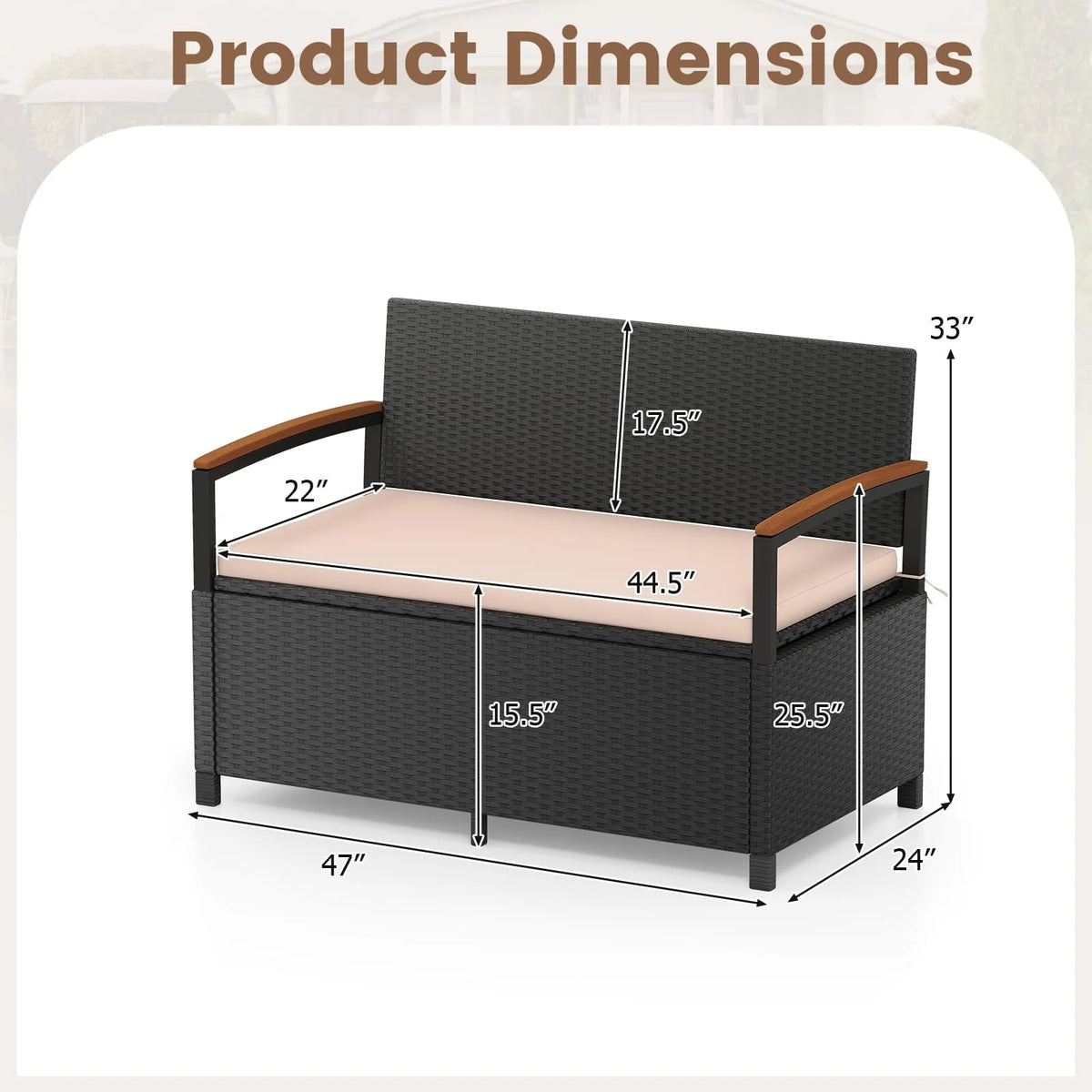Tangkula 46 Gallon Outdoor Bench with Storage - Product image 2