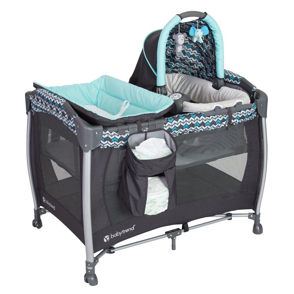 Baby Trend Resort Elite Nursery Center Playard with Bassinet and Travel Bag. Laguna Blue - Product image 1