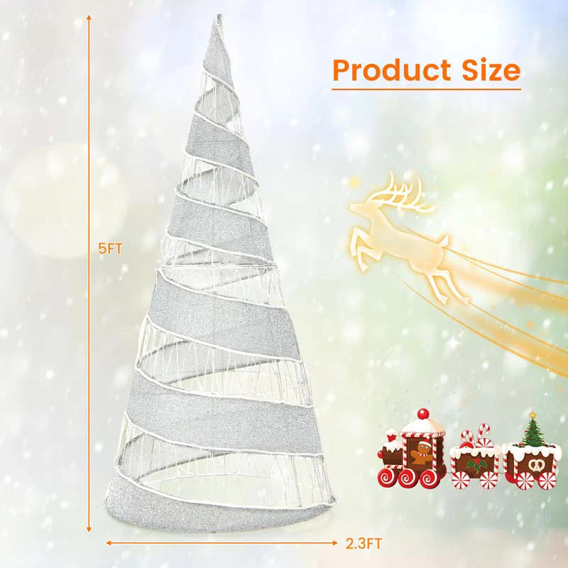 5 FT Pre-lit Christmas Cone Tree, Artificial Spiral Conic Tree with 300 Warm White & 250 Cold White LED - Product image 13