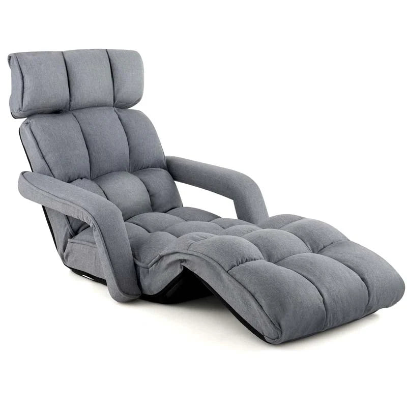 6-Position Adjustable Floor Sofa Bed, Folding Lazy Sofa Chaise Lounger Recliner with Armrests & Footrests - Product image 6