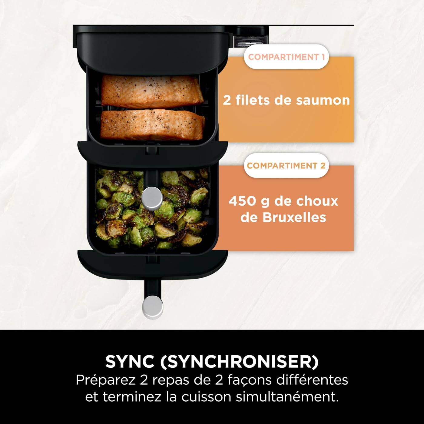 Foodi FlexDrawer Air Fryer, Dual Zone with Removable Divider, Large 10.4 L Drawer, 7-in-1, Dual Zone, Oil-Free, Dishwasher Safe Non-Stick Parts, Black AF500EU