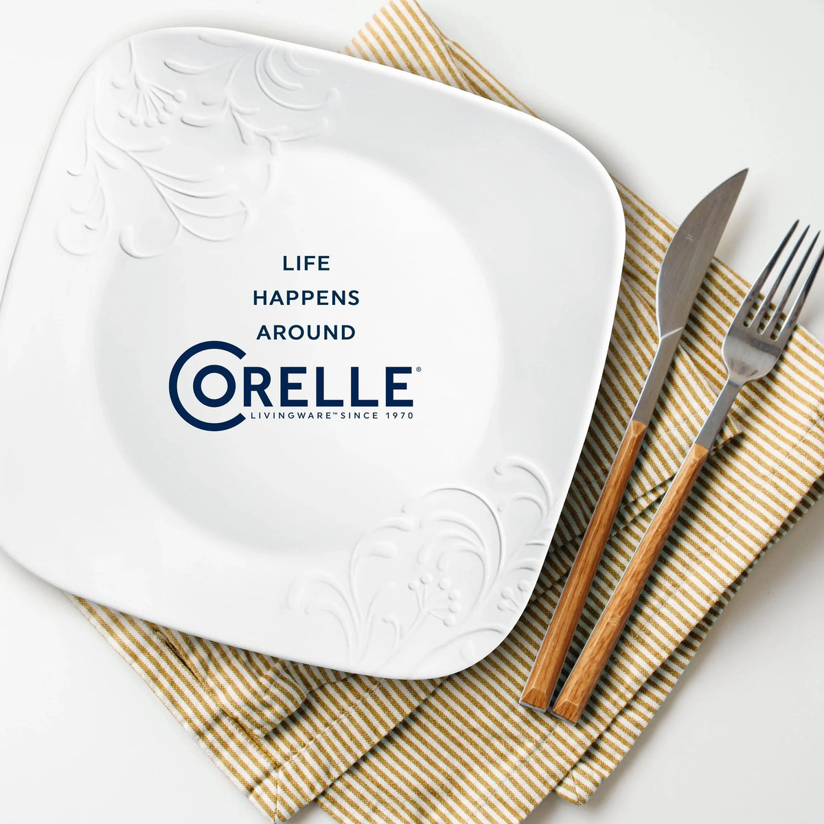 Corelle Cherish 16 - Piece Embossed Square Glass Dinnerware Set (Service for 4) - Product image 7