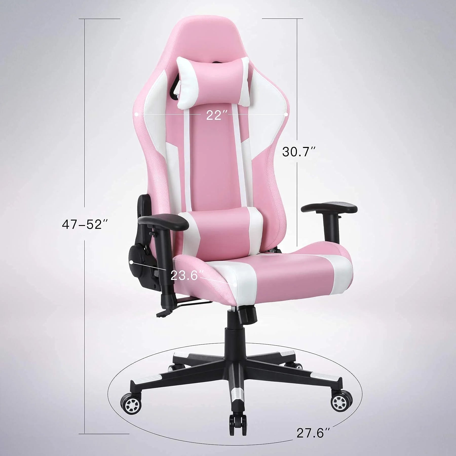 Homemiyn Gaming Chair with Speakers Video and RGB LED Lights, Pink PU Leather Ergonomic Racing Office Chair - Product image 9
