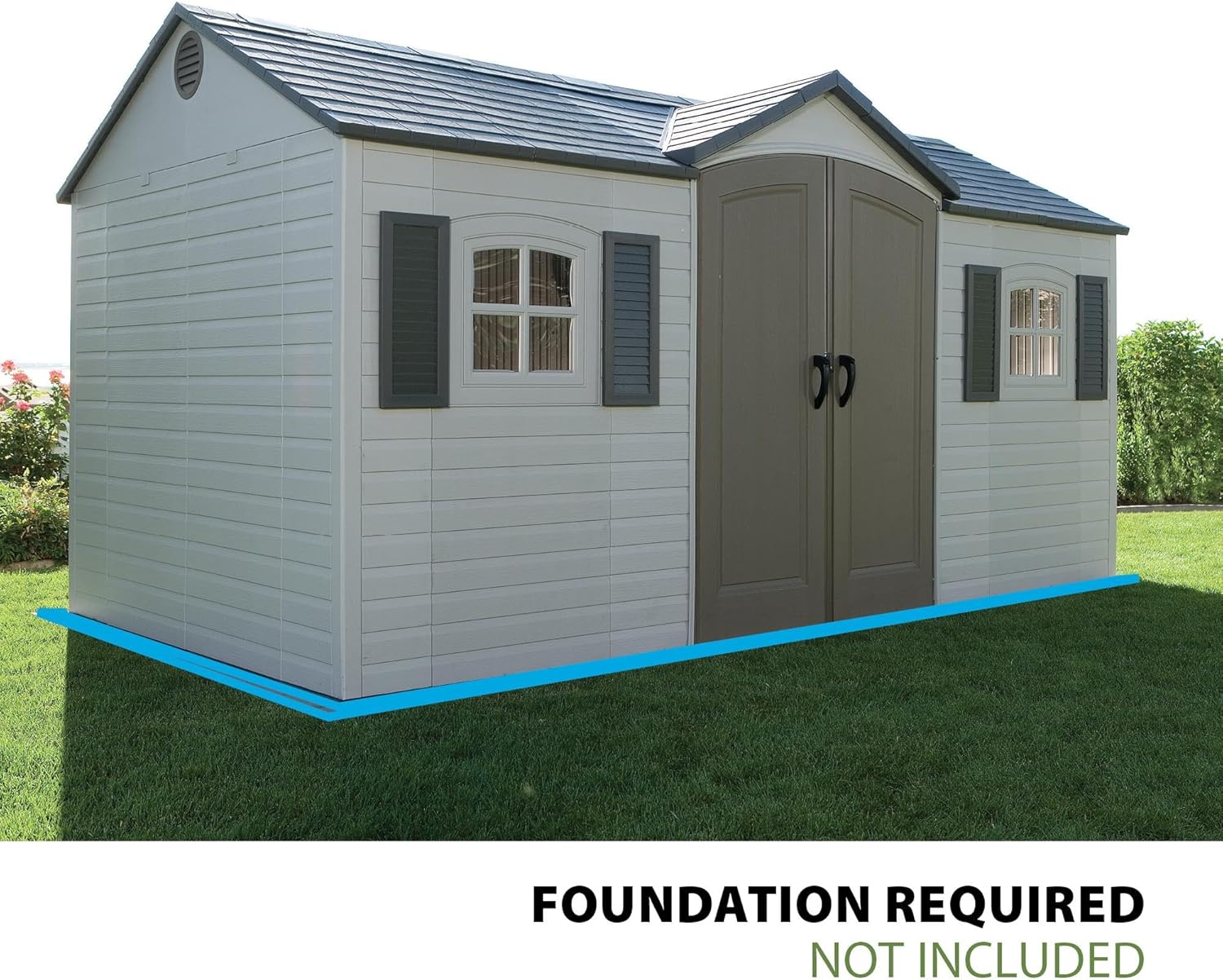 Tan Garden Shed 132.7 x 204.4 x 227.9 cm