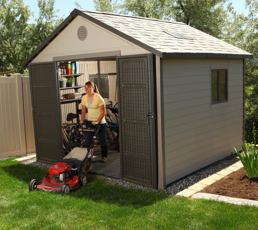 Tan Garden Shed 132.7 x 204.4 x 227.9 cm