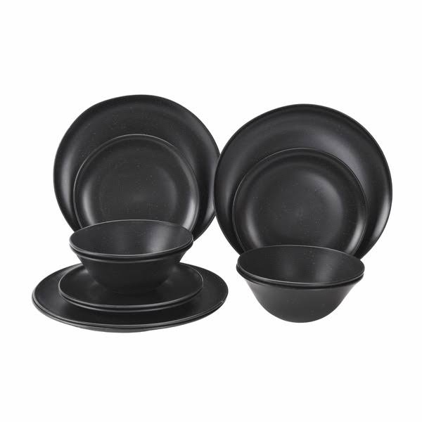 Mainstays 12-Piece Eco-Friendly Dinnerware Set, Black, Size: One Size - Product image 1