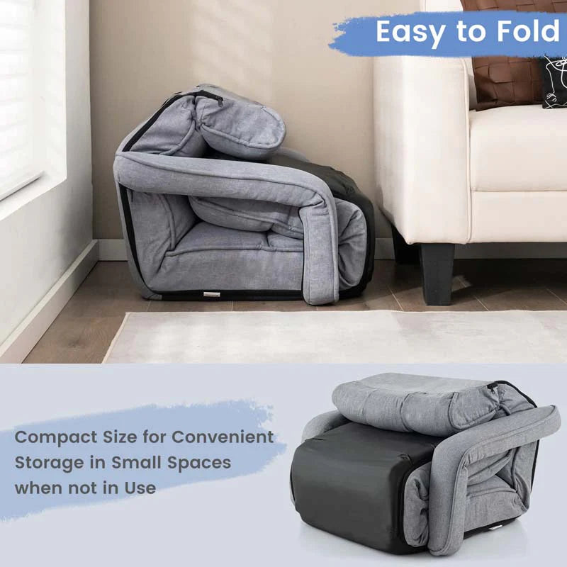 6-Position Adjustable Floor Sofa Bed, Folding Lazy Sofa Chaise Lounger Recliner with Armrests & Footrests - Product image 11