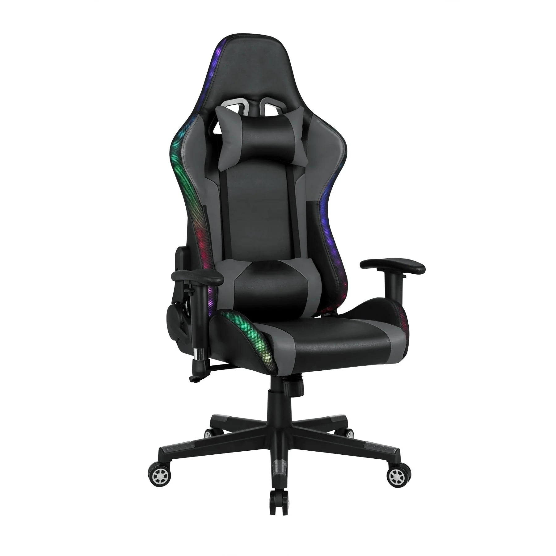 Homemiyn Gaming Chair with Speakers Video and RGB LED Lights, Pink PU Leather Ergonomic Racing Office Chair - Product image 4