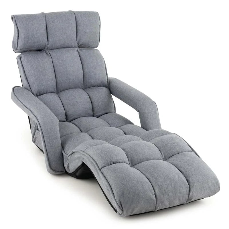 6-Position Adjustable Floor Sofa Bed, Folding Lazy Sofa Chaise Lounger Recliner with Armrests & Footrests - Product image 5