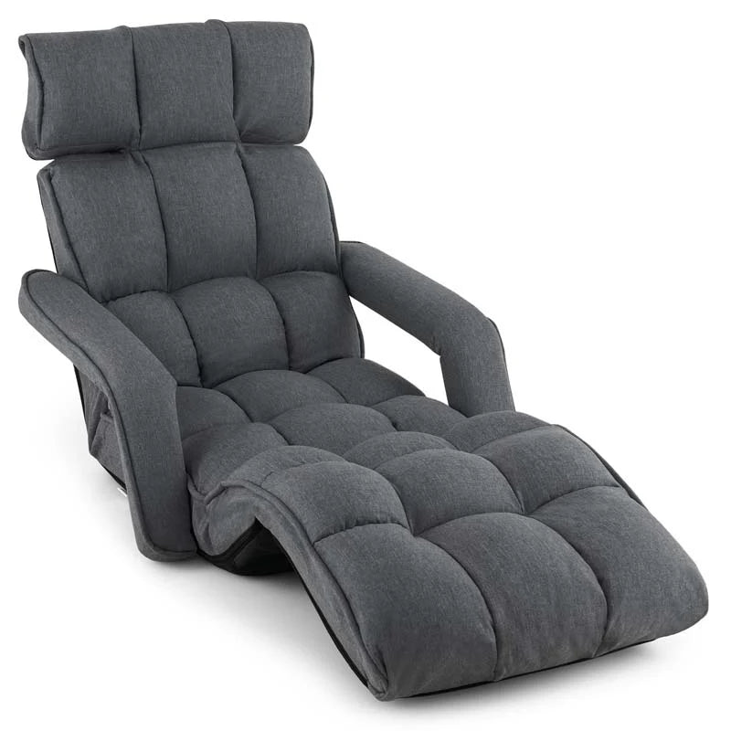 6-Position Adjustable Floor Sofa Bed, Folding Lazy Sofa Chaise Lounger Recliner with Armrests & Footrests - Product image 17
