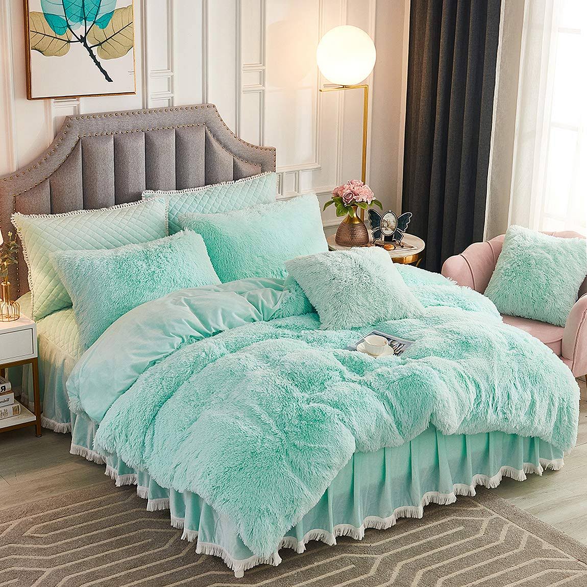 JAUXIO Luxury Faux Fur Bedding Set Shaggy Comforter Duvet Cover with Pillow Sham Ultra Soft Home Decoration - Product image 1