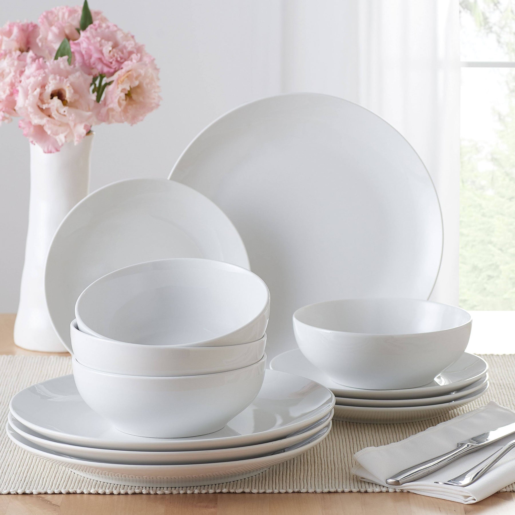 Mainstays 12-Piece Dinnerware Set, White - Product image 1