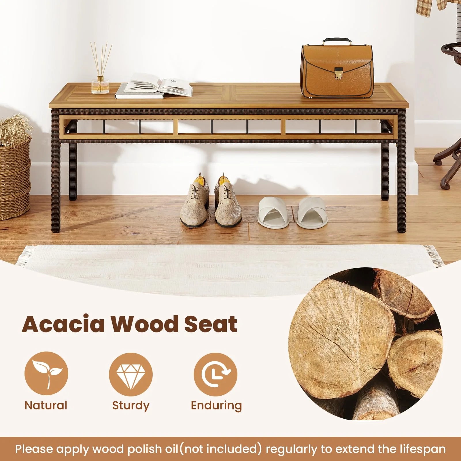 Tangkula 3 Pieces Wood Patio Dining Set - Product image 6