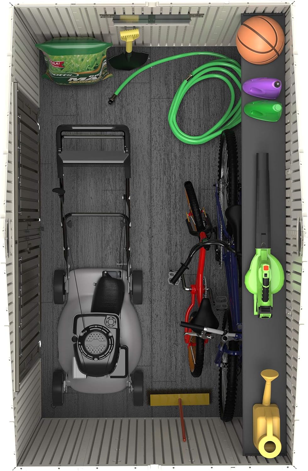 Tan Garden Shed 132.7 x 204.4 x 227.9 cm
