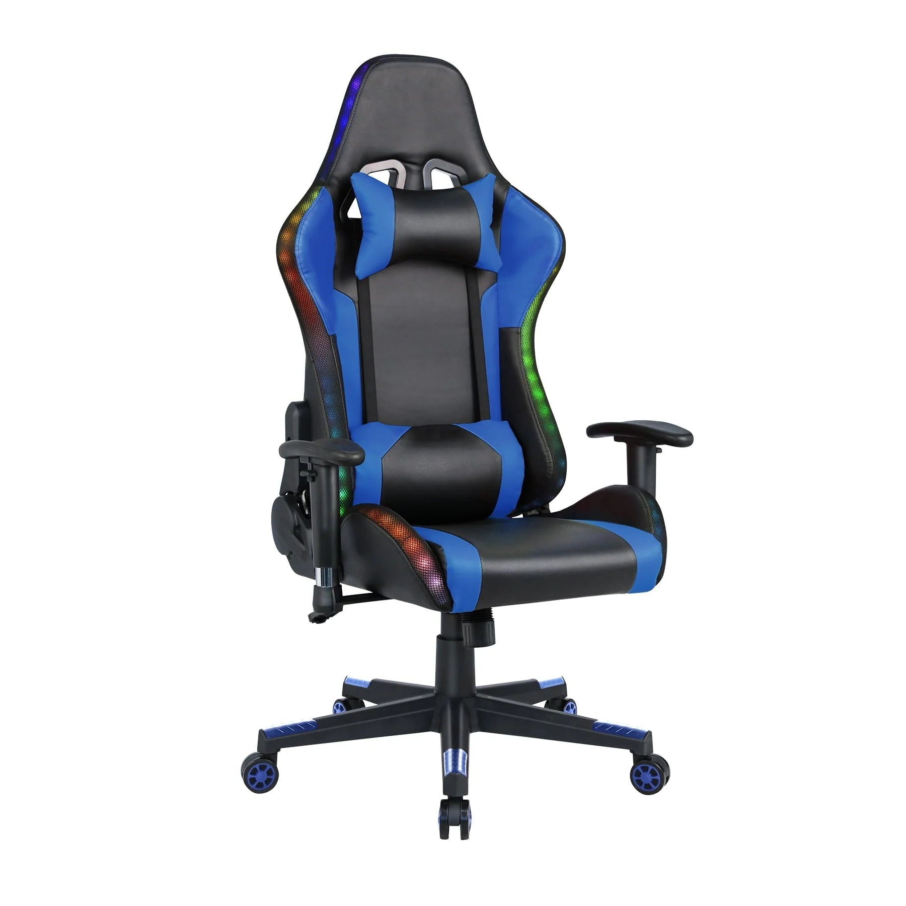 Homemiyn Gaming Chair with Speakers Video and RGB LED Lights, Pink PU Leather Ergonomic Racing Office Chair - Product image 2
