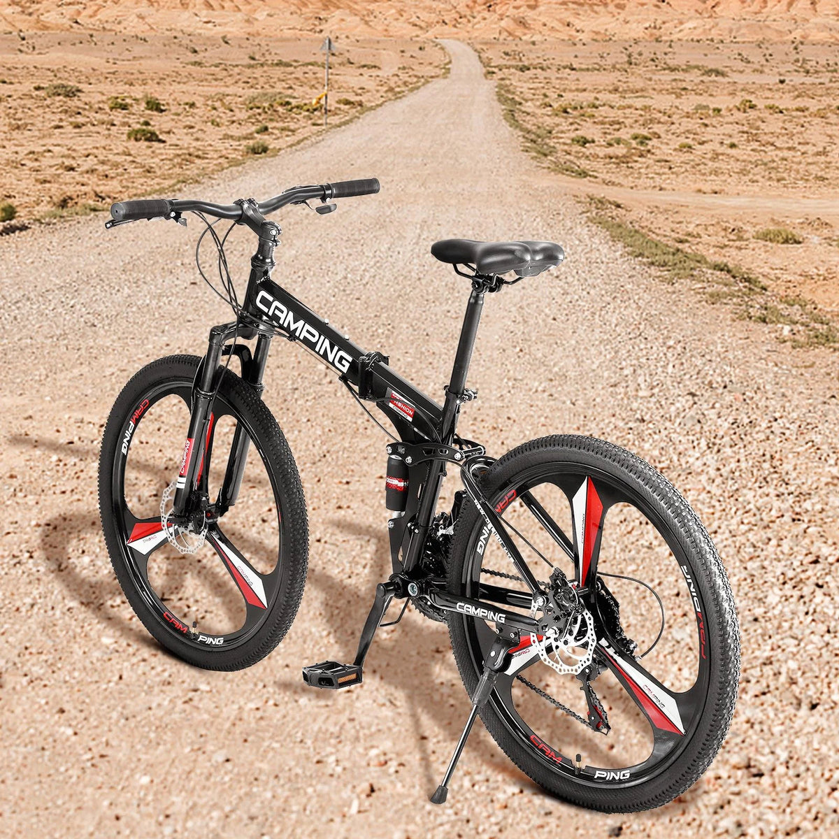 Zimtown 26" Folding Mountain Bike, Shimano 21 Speed MTB Bicycle for Adults, Black - Product image 5