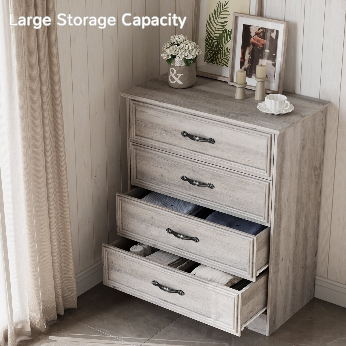 Holliwill 4 Drawer Dressers for Bedroom, Modern Wood Chest of Drawers Storage Cabinet for Living Room - Product image 4