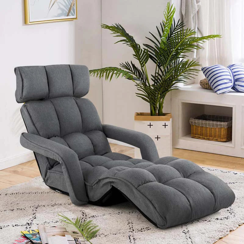 6-Position Adjustable Floor Sofa Bed, Folding Lazy Sofa Chaise Lounger Recliner with Armrests & Footrests - Product image 23