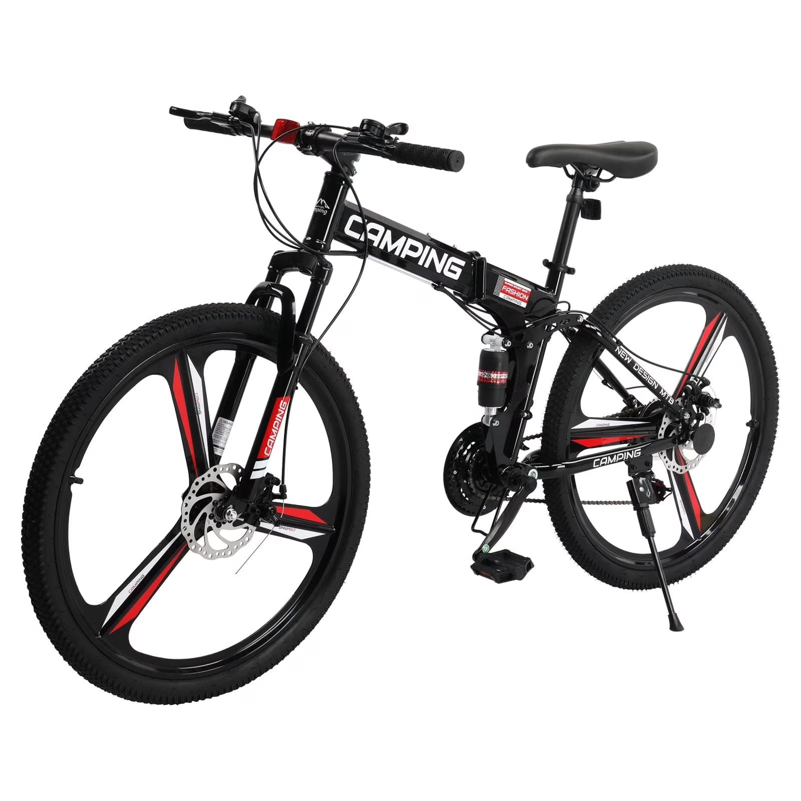 Zimtown 26" Folding Mountain Bike, Shimano 21 Speed MTB Bicycle for Adults, Black - Product image 1