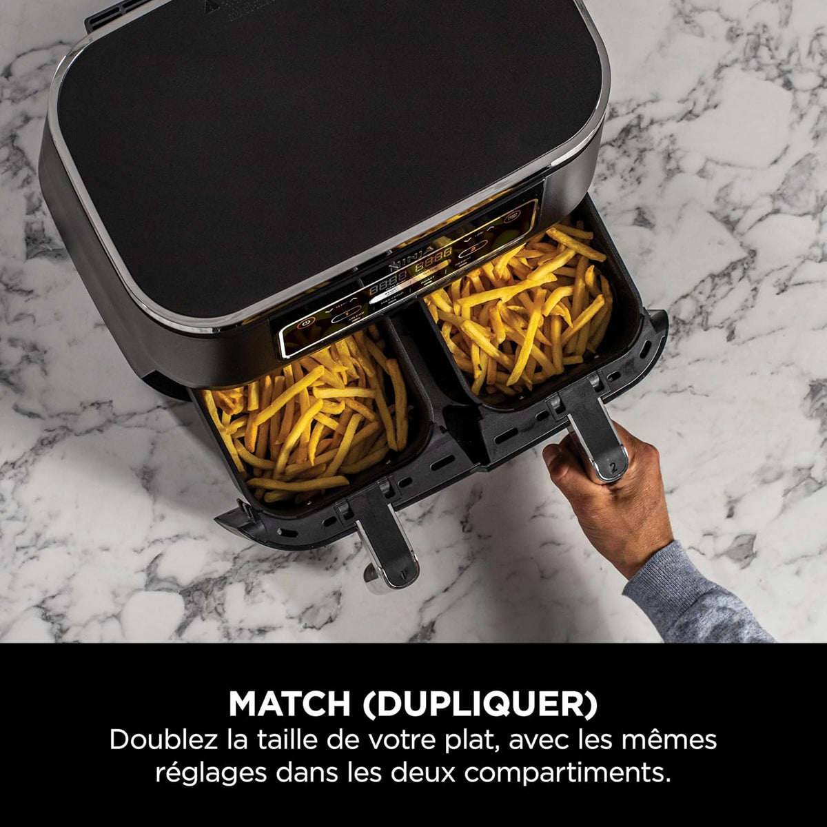 Foodi FlexDrawer Air Fryer, Dual Zone with Removable Divider, Large 10.4 L Drawer, 7-in-1, Dual Zone, Oil-Free, Dishwasher Safe Non-Stick Parts, Black AF500EU