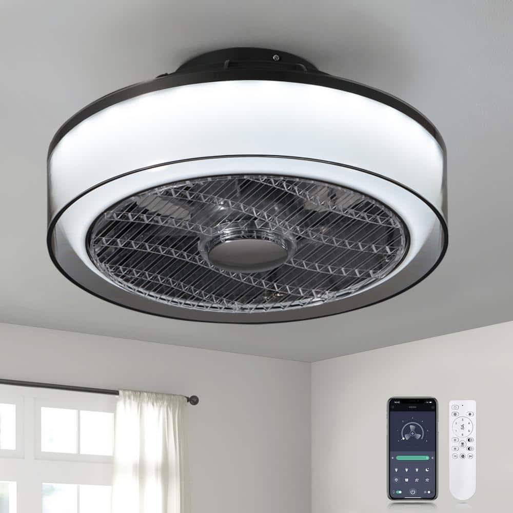Antoine HD-FSD-68 16 in. Modern Dimmable Integrated LED Indoor Smoky Gray Smart Enclosed Ceiling Fan with - Product image 1