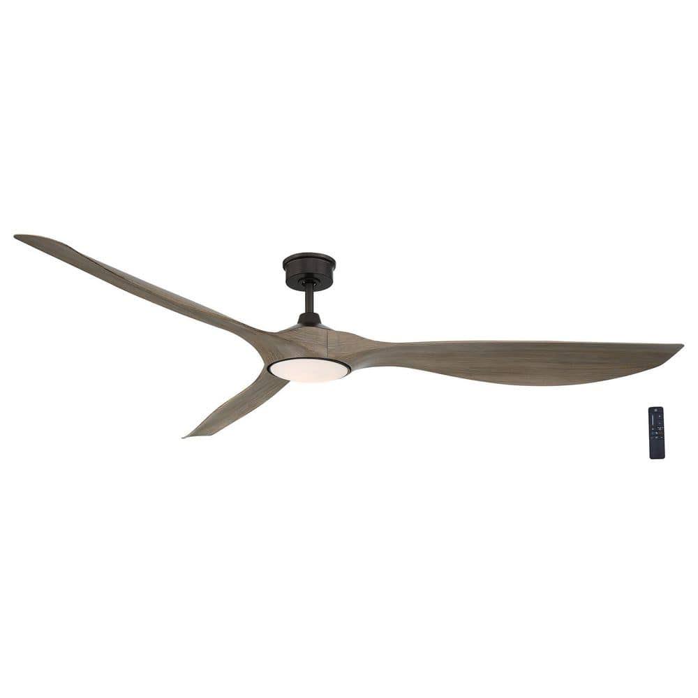Marlon 84 in. Integrated LED Indoor Natural Iron Ceiling Fan with Greige Oak Blades and Remote Control - Product image 1