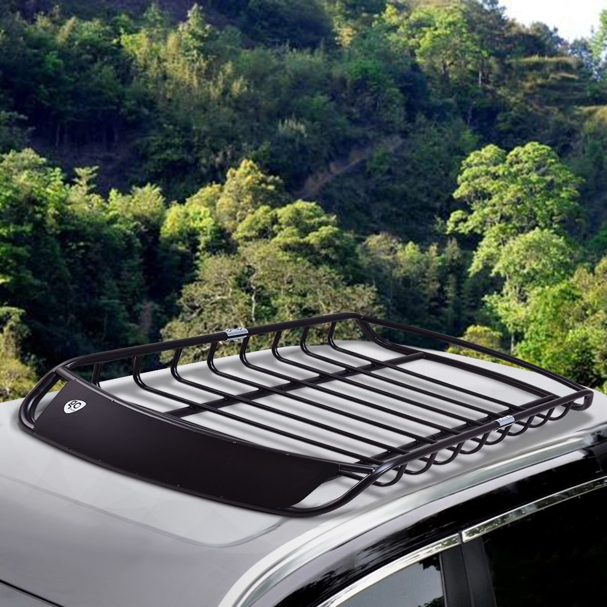 Metal Luggage Rack Vehicle Support Bar High Strength Rustproof Steel 120x98x16.5cm,Black -