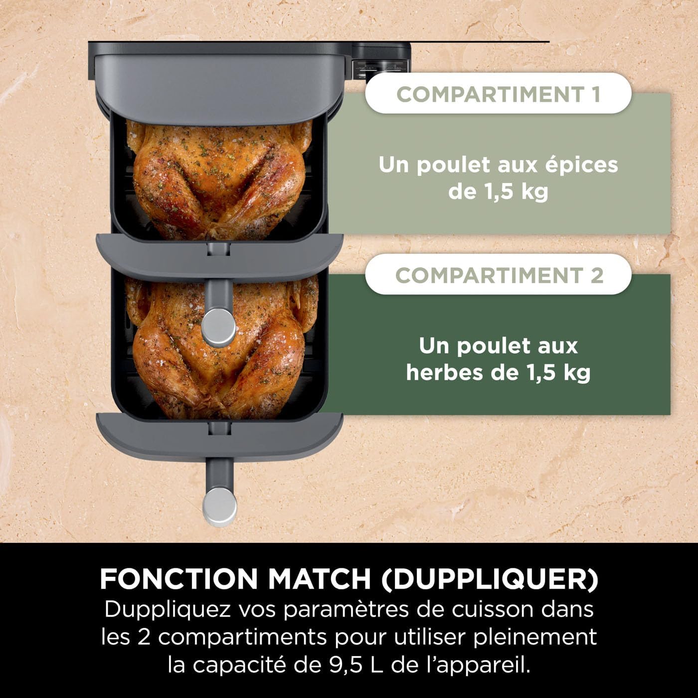 Foodi FlexDrawer Air Fryer, Dual Zone with Removable Divider, Large 10.4 L Drawer, 7-in-1, Dual Zone, Oil-Free, Dishwasher Safe Non-Stick Parts, Black AF500EU